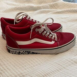 Vans Men's Red and White Sneakers